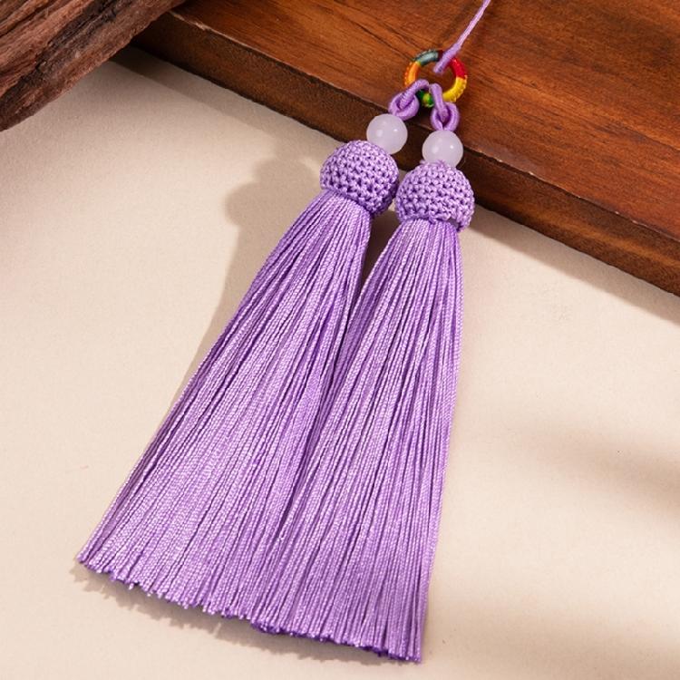 Versatile Keychain with Double Tassels Designs Polyester Silk Fringe with Loop for Keys Bags Decoration