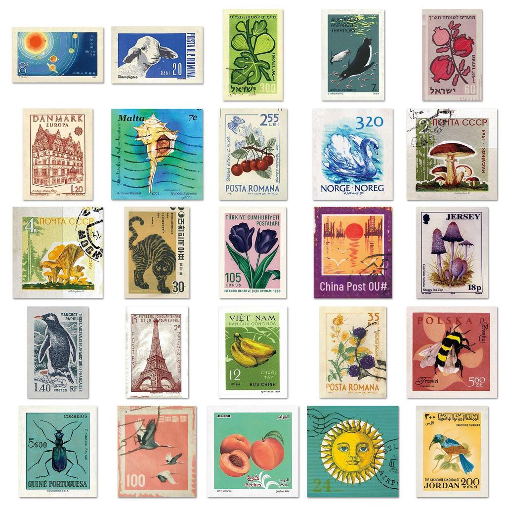 Valizler, Kulaklıklar, Gitarlar, Masaüstleri için 50 Retro Klasik Nostaljik Dekoratif Çıkartma