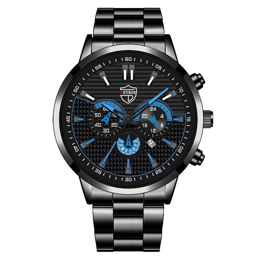 Trendy Men'S Watch Student Quartz Watch Stainless Steel Watch Calendar