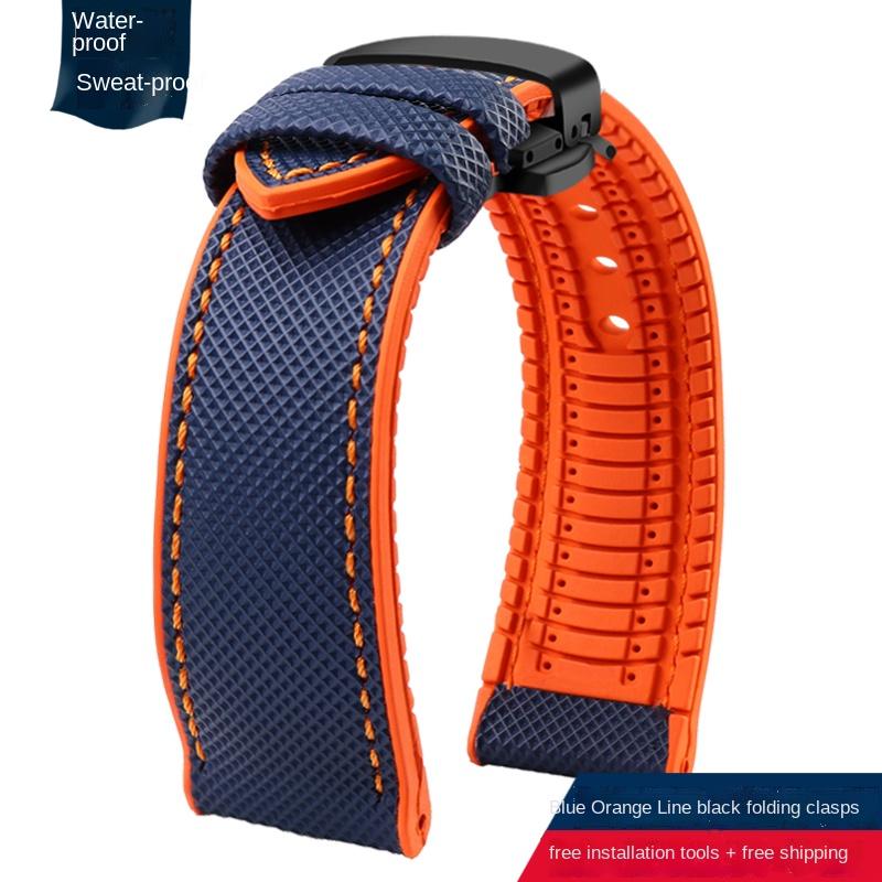 20mm 21mm 22mm 23mm 24mm universelles Nylon FKM-Gummi Unterarmband Wasserdichtes Uhrenarmband für Omega IWC SEIKO Uhr Herrenarmband