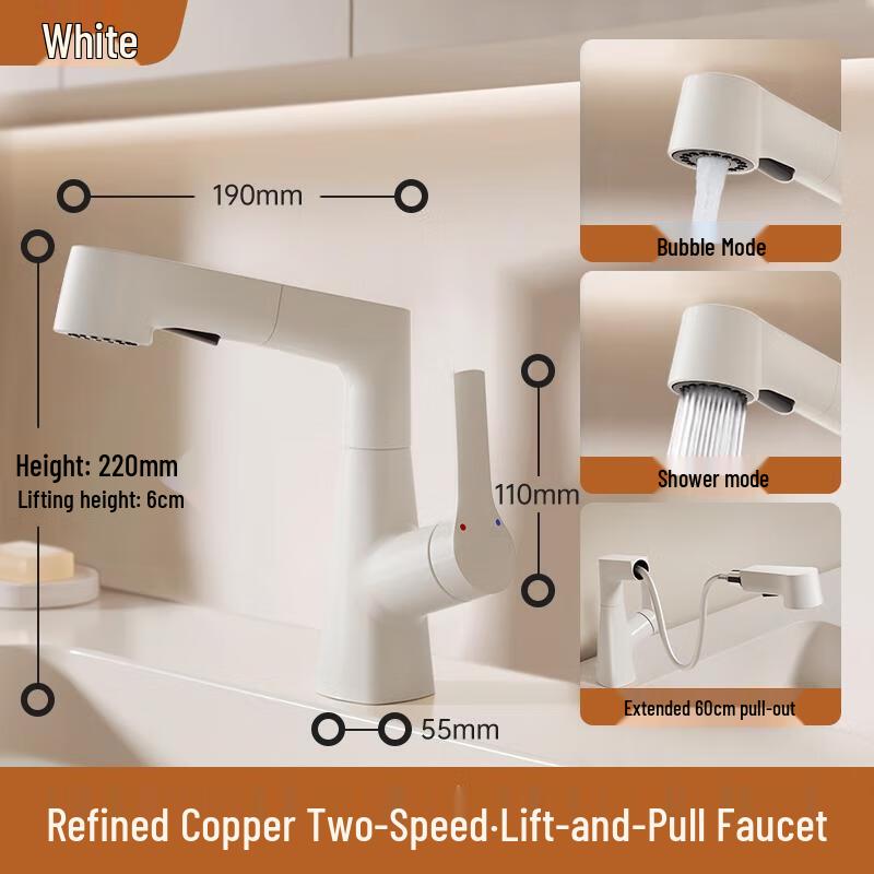 HANDUNYOU Cream Style Pull-Out Basin Faucet