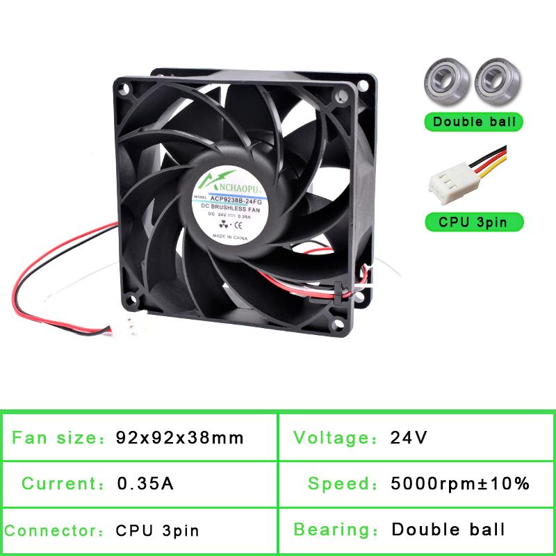 ACP9238B-24 9cm 92x92x38mm 92mm fan DC24V 0.35A Dual ball bearing high speed cooling fan for chassis frequency converter