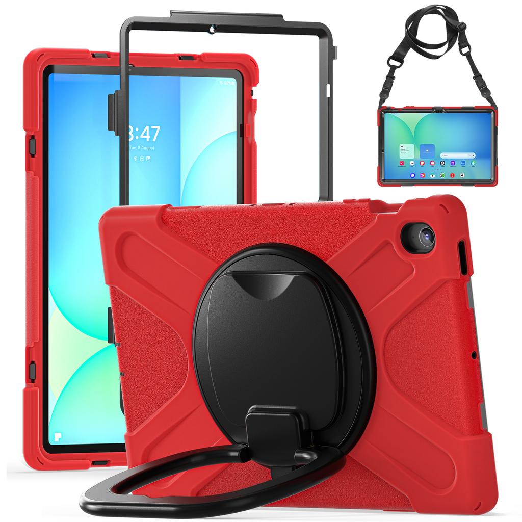 Tablet Case with Shoulder Strap for Samsung Galaxy Tab S10 FE+ SM-X620/SM-X626B TPU + PC + Silicone Kickstand Cover