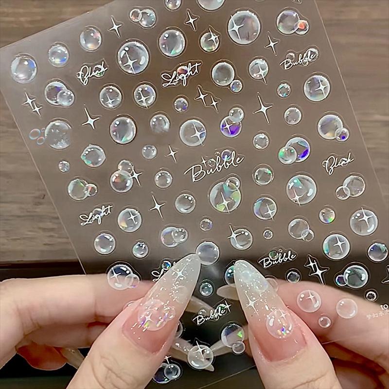 Dream Summer Shell Light Bubble Nail Sticker Love Mangxing Versatile Relief Thin And Tough Nail Back Adhesive
