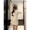 Korean Version of Qianjin Style High-end Two-piece Set for Women's Spring and Autumn Xiaoxiangfeng Design Fur Collar Jacket Skirt Set