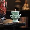 Chinese Ceramic Ornament Retro Celadon Oil Lamp Candlestick Home Offering Buddha Everbright Lamp