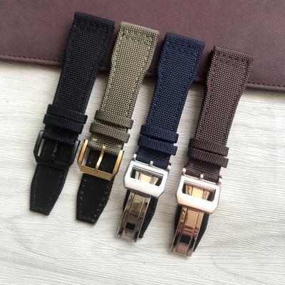 21mm 22mm Siyah Mavi Yeşil Kahverengi Naylon Kumaş Hakiki Deri Kordonlu Saat IWC Büyük Pilot Mark 18 TOP GUN Saat Kayışı Bilezik