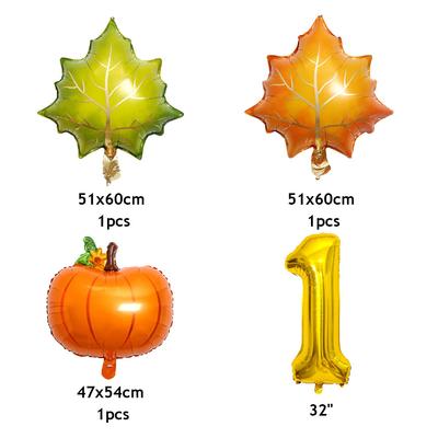 Ensemble de 7 ballons Feuilles d'érable Citrouille Ballons 32 pouces Numéro Or pour Décoration de Fête d'Automne Fête de Thanksgiving