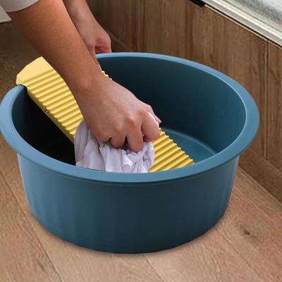 Washboard Laundry Tub for Hand Washing Clothes, Compact Basin Home Use