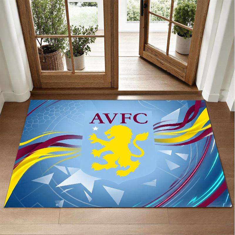 Aston Villa Futbol Tasarımlı Kristal Kadife Halı Yatak Odası Girişi İçin Yumuşak Dekoratif Mat