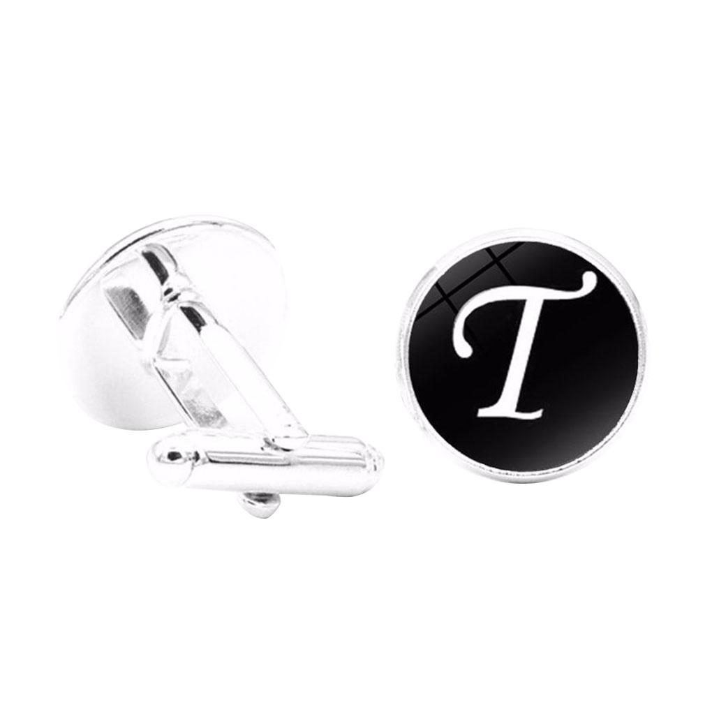 1 Paire Bouton de Manchette Lettre Mariage Formel Initial Alphabet Acier Inoxydable Bouton de Manchette