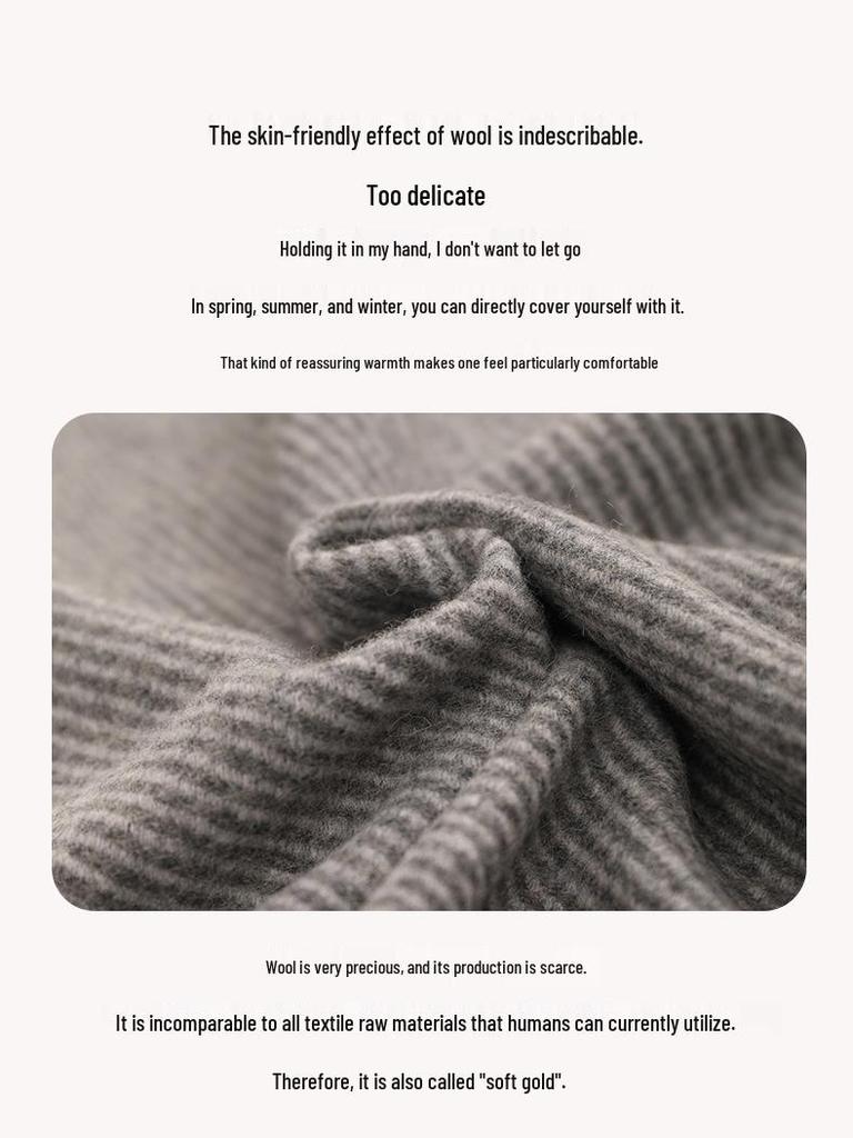 Pure Wool Tassel Shawl & Blanket - Thick, Warm, Skin-Friendly, Two-in-One Air Conditioning Blanket