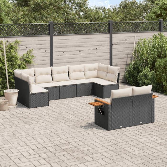 VidaXL Garden Lounge Set with Cushions 9 Pcs, Patio Sofas, Patio Furniture Set, Outdoor Furniture, Black 3227127