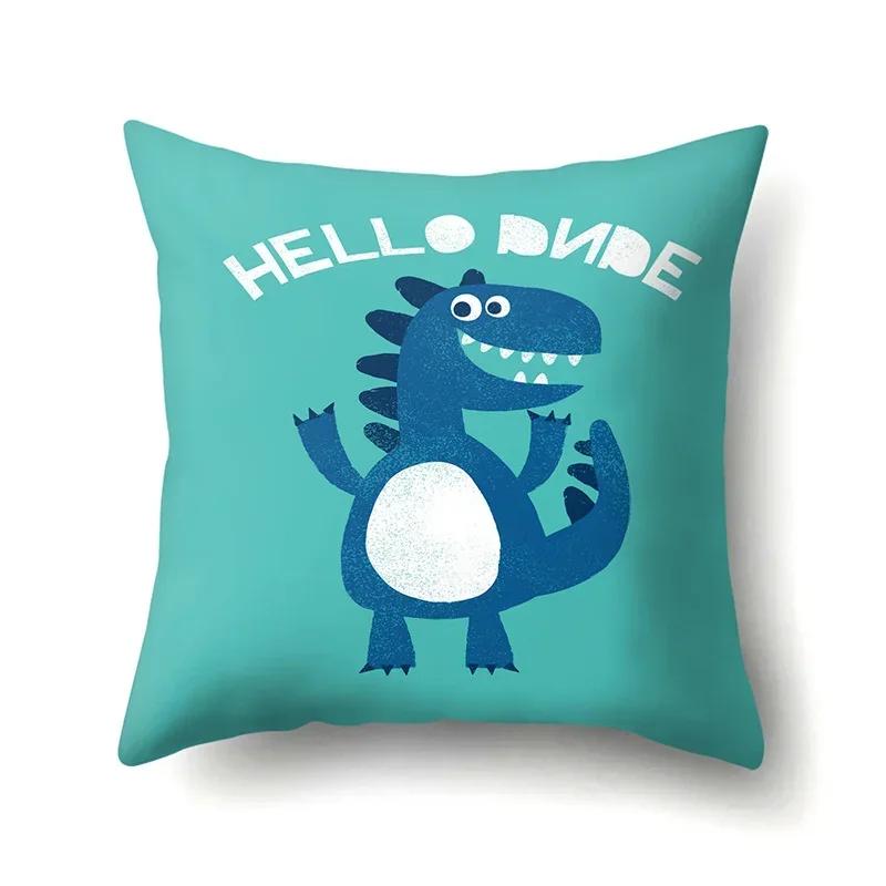 Cute Cartoon Dinosaur Pillowcase  Animal Polyester Cushion Cover Waist Throw Sofa Home Decoration Pillow Cases