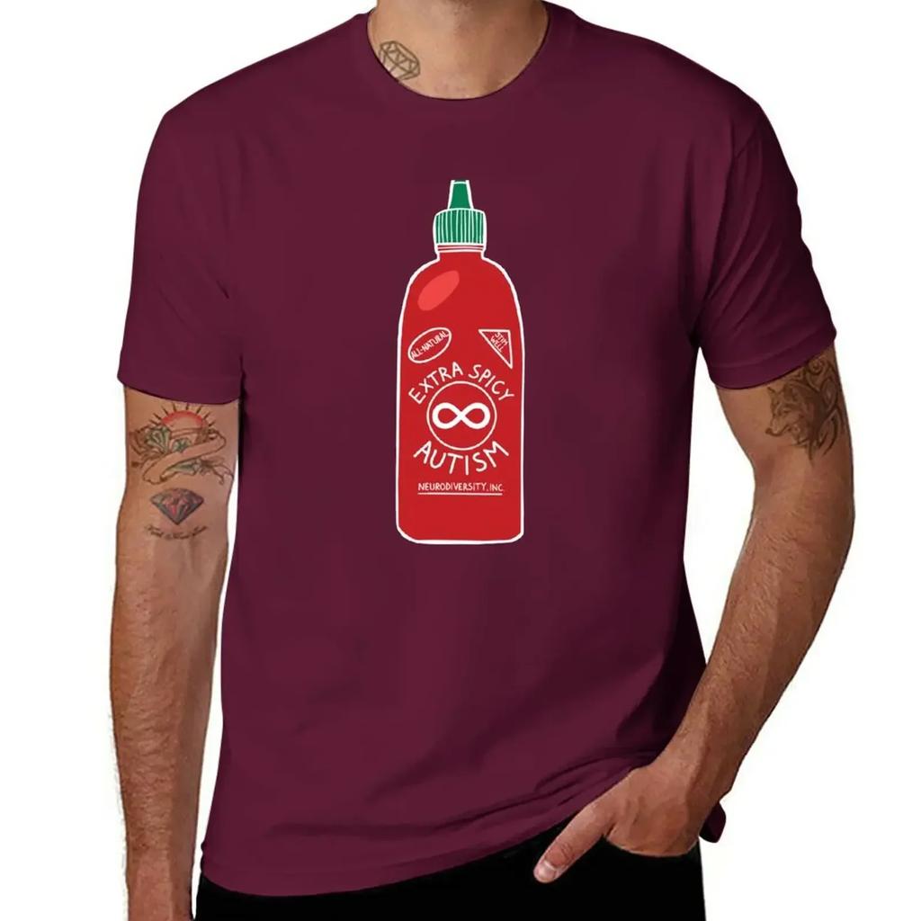 Extra Spicy Autistic Pride T-Shirt Oversized Cute Tops Short Sleeve Tee Men T Shirts
