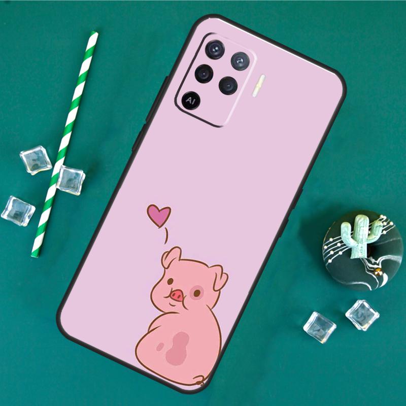 Cartoon Pig Case For Oppo A80 A40 A60 A16 A76 A96 A91 A15 A17 A74 A94 A54 A57S A18 A38 A58 A78 A98 Cover