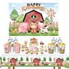 Farm Animal Party Set, Farm Theme Boxes Sticker Bag Tableware Set for Birthday Party Dessert Holiday Supplies