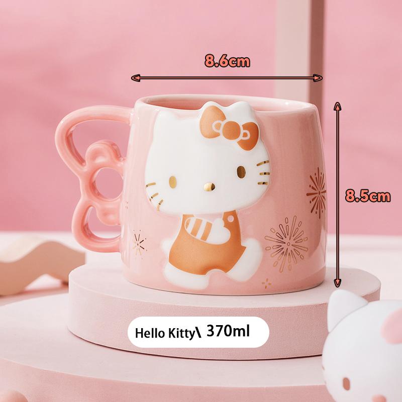 Hello Kitty Ceramic Mugs Sanrio Cinnamoroll My Melody Ceramic Coffee Cup Cartoon Breakfast Milk Water Cup Couple Drinkware Gift 370ML