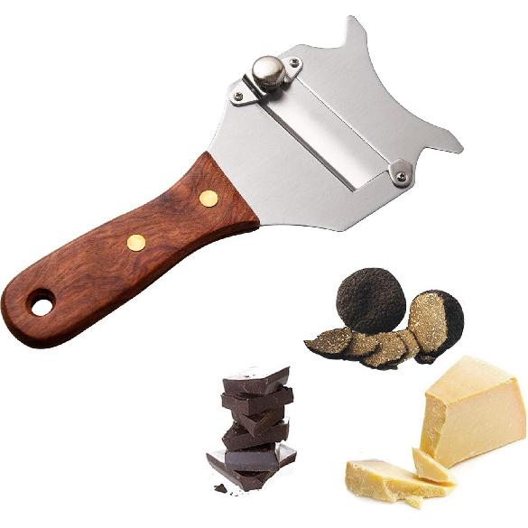 IMEEA Truffle Slicer Shaver Stainless Steel Chocolate Cheese Shaver Grater Curler with Adjustable Smooth Blade and Wood Handle