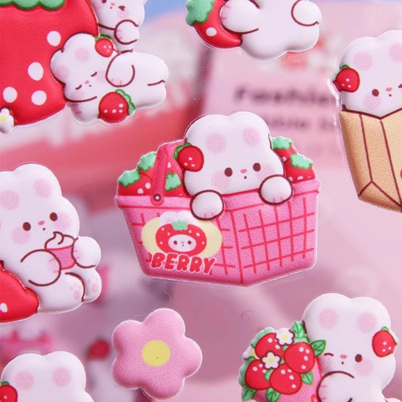 Cartoon Animal 3D Stickers Kawaii Bunny Bubble Stickers DIY School Stationery Sticker Phone Case Sticker Aesthetic Sticker