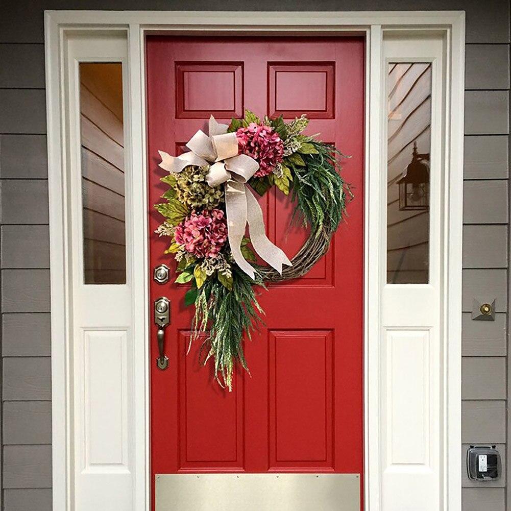 Elegant Autumn Wreath Hydrangea for Porch Yard Wedding Decor Thanksgiving Artificial Garlands Garden Harmhouse Hanging Wreath