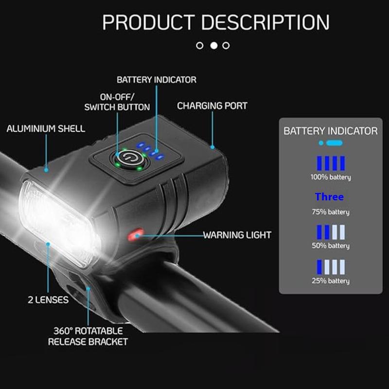 Led  Light Front Portable Usb Rechargeable Waterproof Night Flashlight Riding Accessories Tail Light