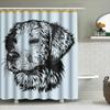 Vintage Style Dog Print Shower Curtain For Bathroom Decor Black White Animal Pattern Waterproof Fabric 72X84Inches Set With Snap