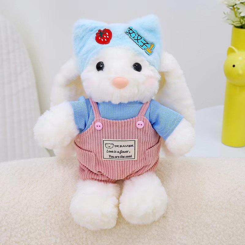 Fashion Plush Princess Dress with Long Ears Rabbit Keychain Cute Cartoon Plush Rabbit 8 Inch Grabbing Machine Doll