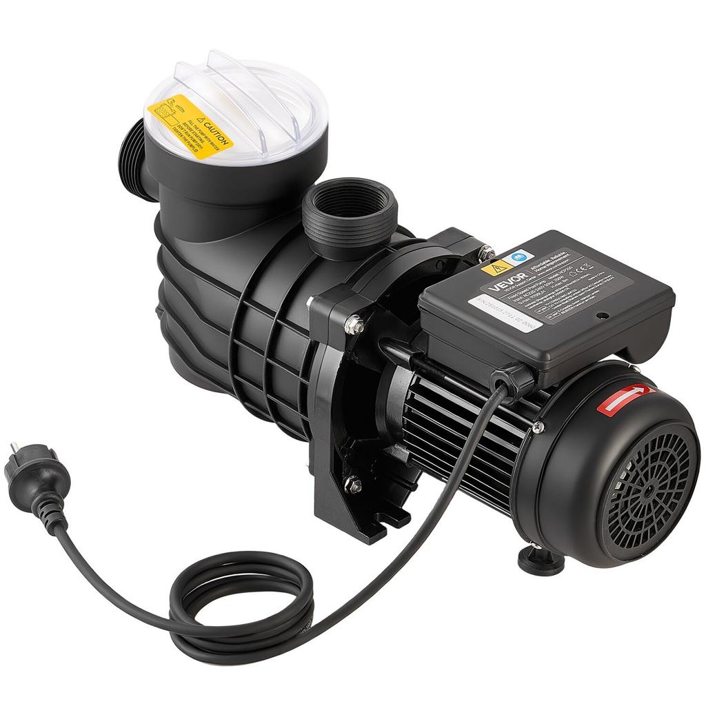 Above Ground Pool Pump, 250W, 11,700 L/H Max Flow Single Speed Swimming Pool Pump, AC 220-240V, 2850 RPM, 8 M Max Head Lift, with Filter Basket & Lid,