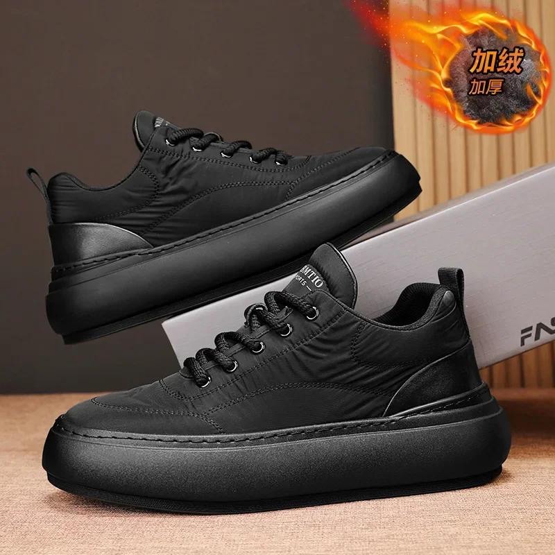 Fashion Fashion Waterproof Snow Cotton Shoes 2025 Winter New Soft Sole Vulcanized Warm Shoes with Plush Man Shoes Zapatillas Hombre