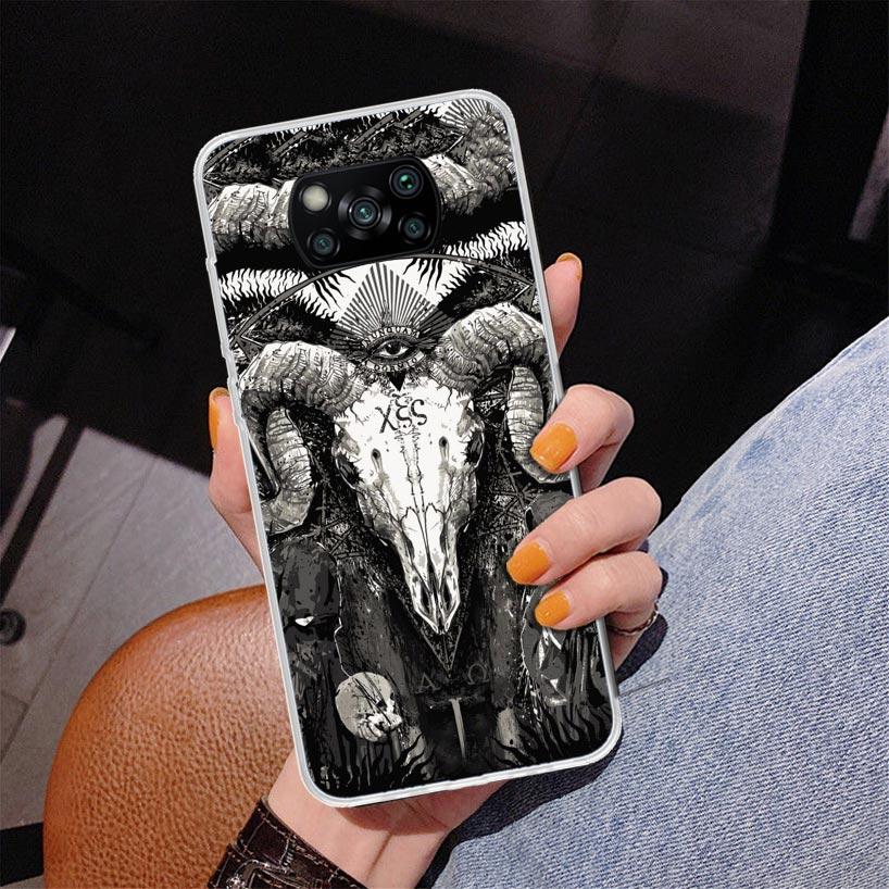 Satanic Goat Satan Devil Phone Case For Xiaomi Poco X7 X6 X5 Pro F7 Ultra Redmi 15C 15 13C 13 12C 12 10 10A 10C 9 9A 9C 9T Cover