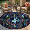 Stained Window Black Cat Round Area Rug,Carpet Rug for Living Room Bedroom Sofa Playroom Decor,Non-slip Floor Mat Q0043