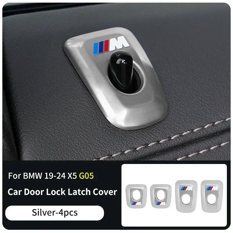 -4PCS Car Door Lock Lift Protective Cover Door P Decorative Sticker BMW Accessories For BMW X5 G05 2024 Silver 4pc