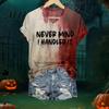 Damen Lustiges Grafik-T-Shirt Kümmere dich nicht, ich habe es erledigt Blut-Shirt Halloween-Kostüm Horror-Kleidung Kurzarm V-Ausschnitt Spritzer-Oberteil Lässiges Outfit