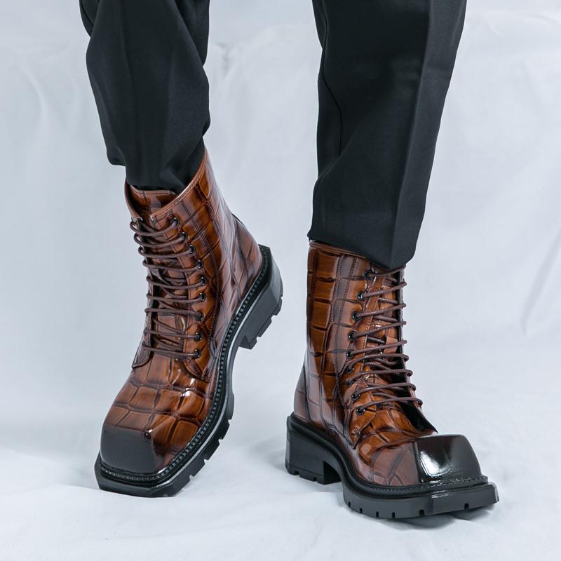 Fashion Thick soled men's high boots Retro British style Leisure outdoor street walking Daily office or business Autumn and winter Shoes