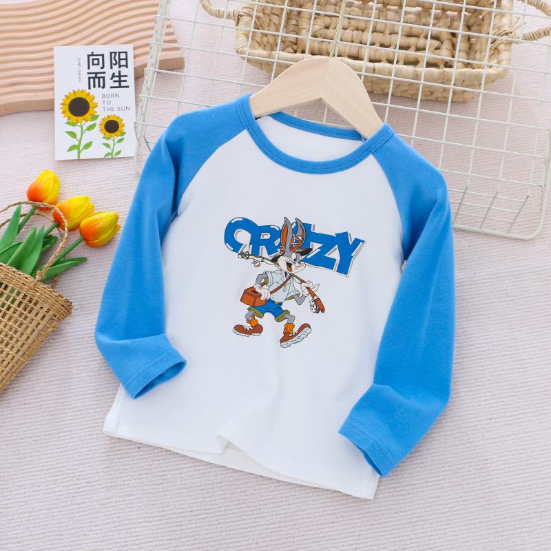 

Kids Long Sleeve Cartoon Blue Letter Rabbit Print Shirt Tops Tee Clothes Child s Tee Over 3 Years