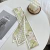 Long Thin Satin Silk Ribbon Scarf Fresh Floral Bag Strap Trendy Hair Tie  for Women