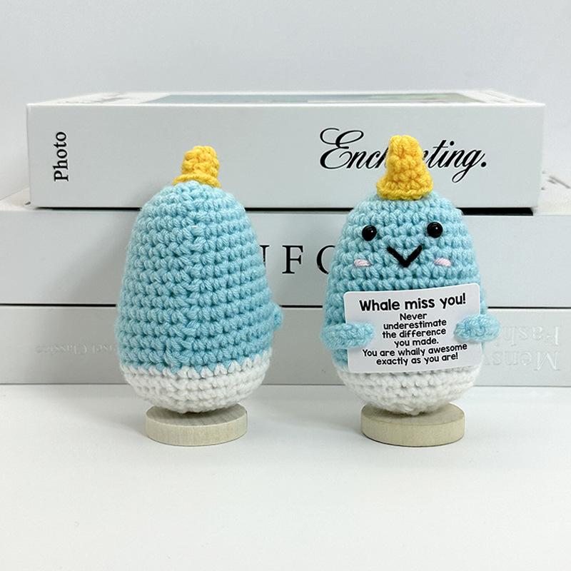 Emotional Inspirational Support Positive Crochet Narwhal Animals Doll Home Room Decoration Handmade Knitted Narwhal Ornament