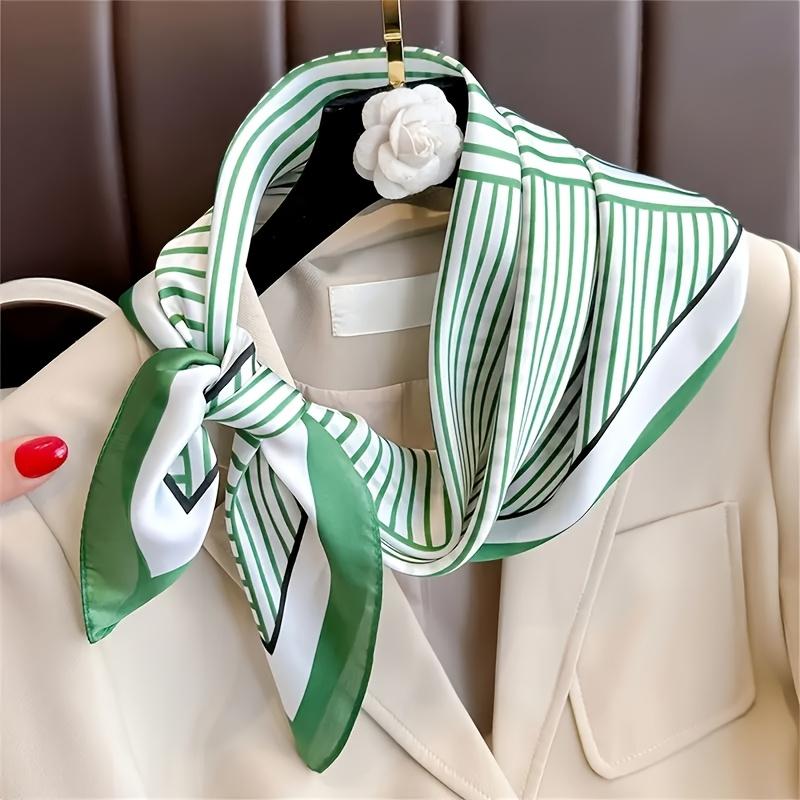 Luxury Silk Stripe Designer Simple Scarf Bandana Women Hair Bands Square Scarves Satin Lady Wrap Headband