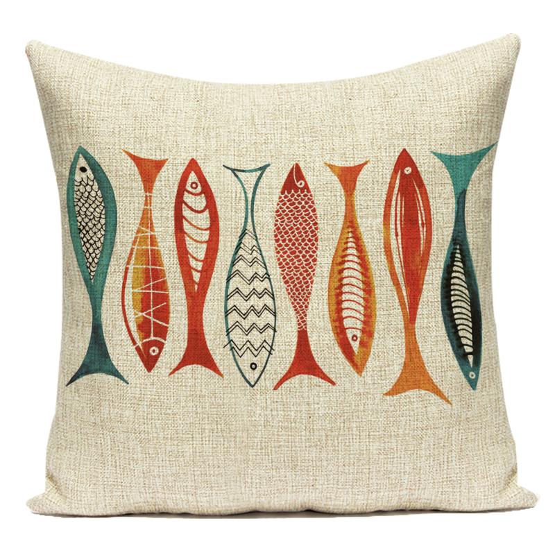 Cute Animals Fishes Decorative Throw Pillows Case Square Sofa Home Seat Cushion Cover for Home Living Room Decoration