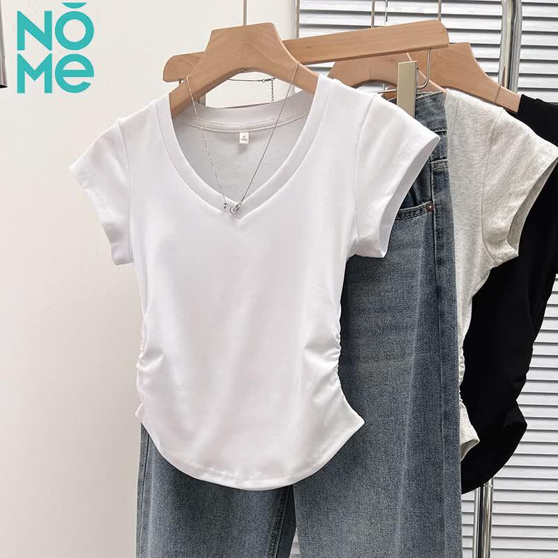 NOMe Women s Slim Fit V-Neck Cropped T-Shirt XXL