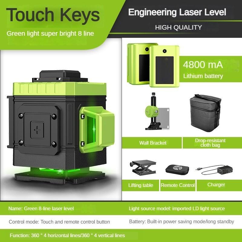 Nível a Laser Novo de 8/12/16 Linhas Portátil Autonivelante Projetor de Luz Verde Linhas Cruzadas Horizontais e Verticais 360° Ferramentas de Medição