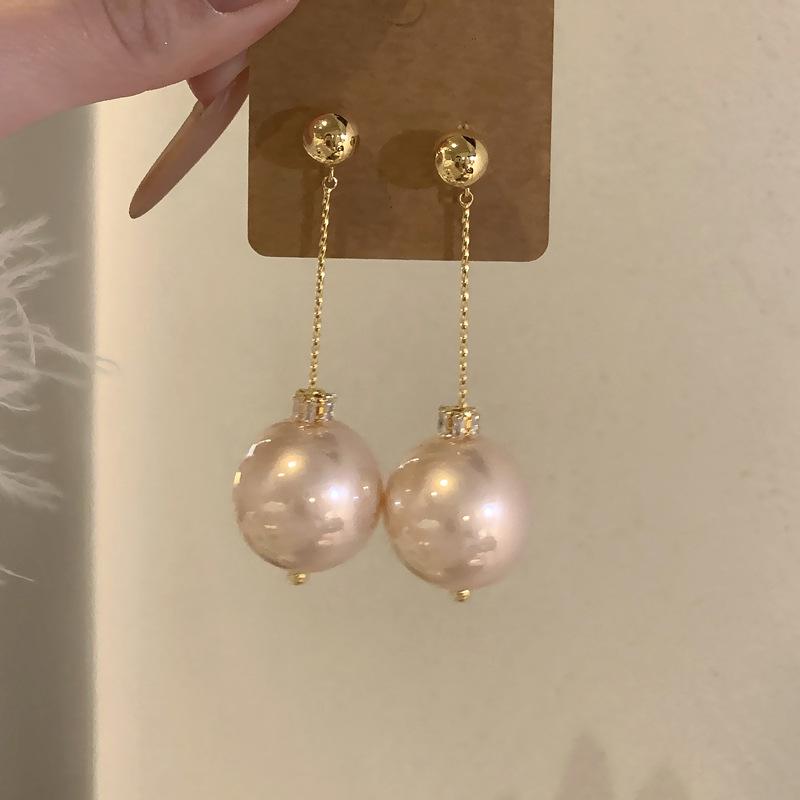 Silver Needle Zircon Pearl Tassel Earrings - Elegant Retro Design for Women