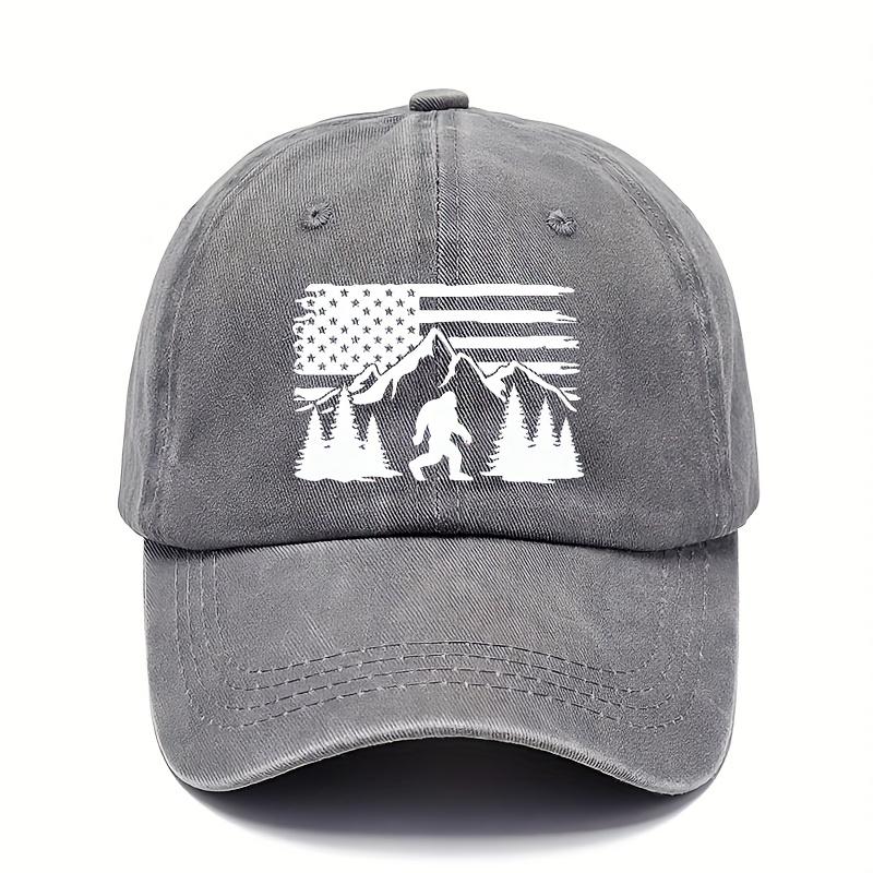Adjustable Breathable Baseball Cap for Men  Sun Protection Outdoor Dad Hat with American Flag Mountain Pine Tree Designar