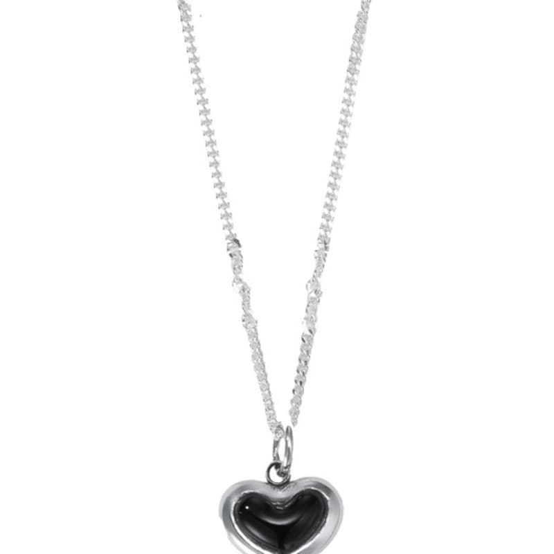 FINDELISE 925 Onyx Heart Necklace