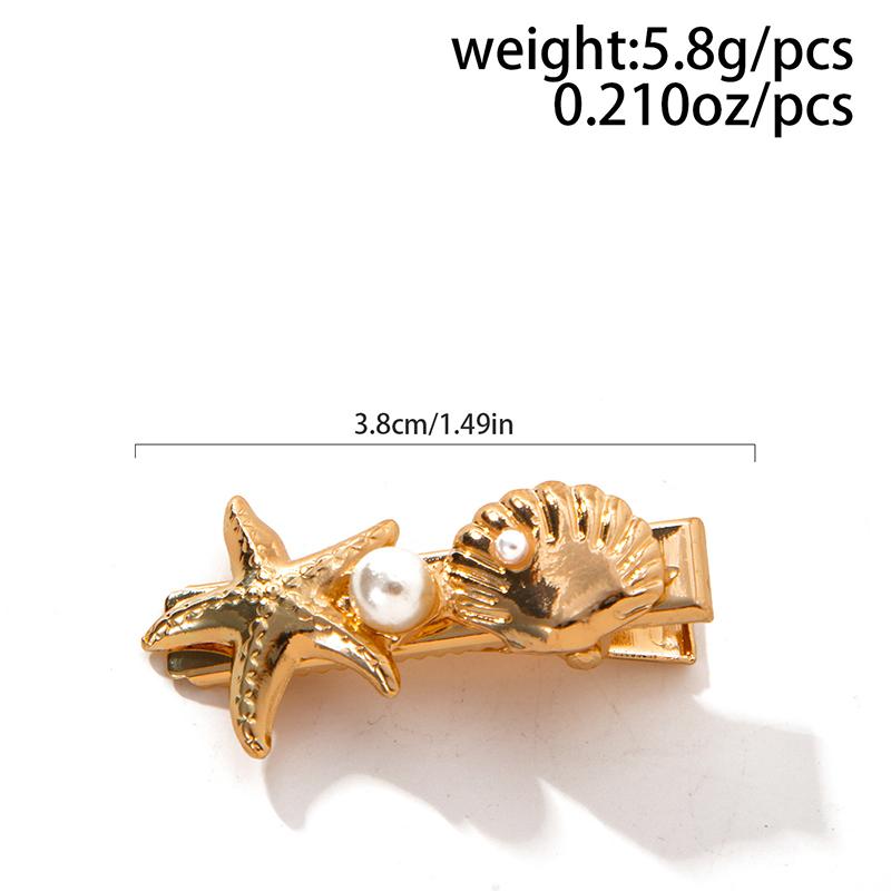 

2025 New Summer Beach Starfish Conch Heart Star Hair Clip Barrettes Women Temperament Gold Color Metal Hairpin Hair Accessory