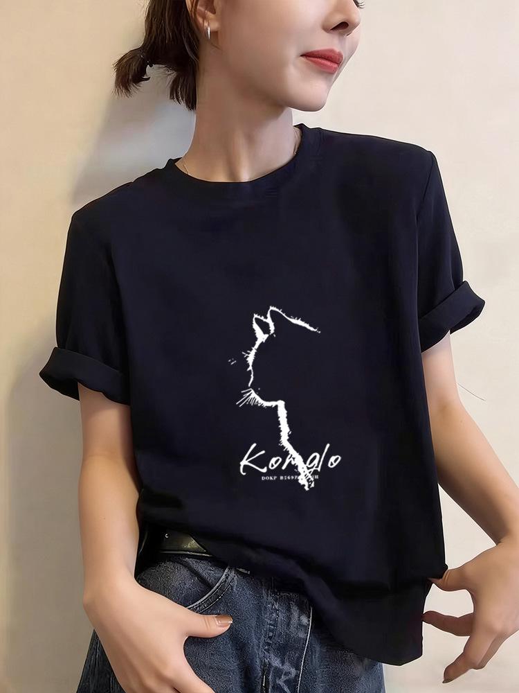 2026 Women's Regular Fit Pure Cotton Short Sleeve T-shirt - White, for Spring, Summer, Autumn