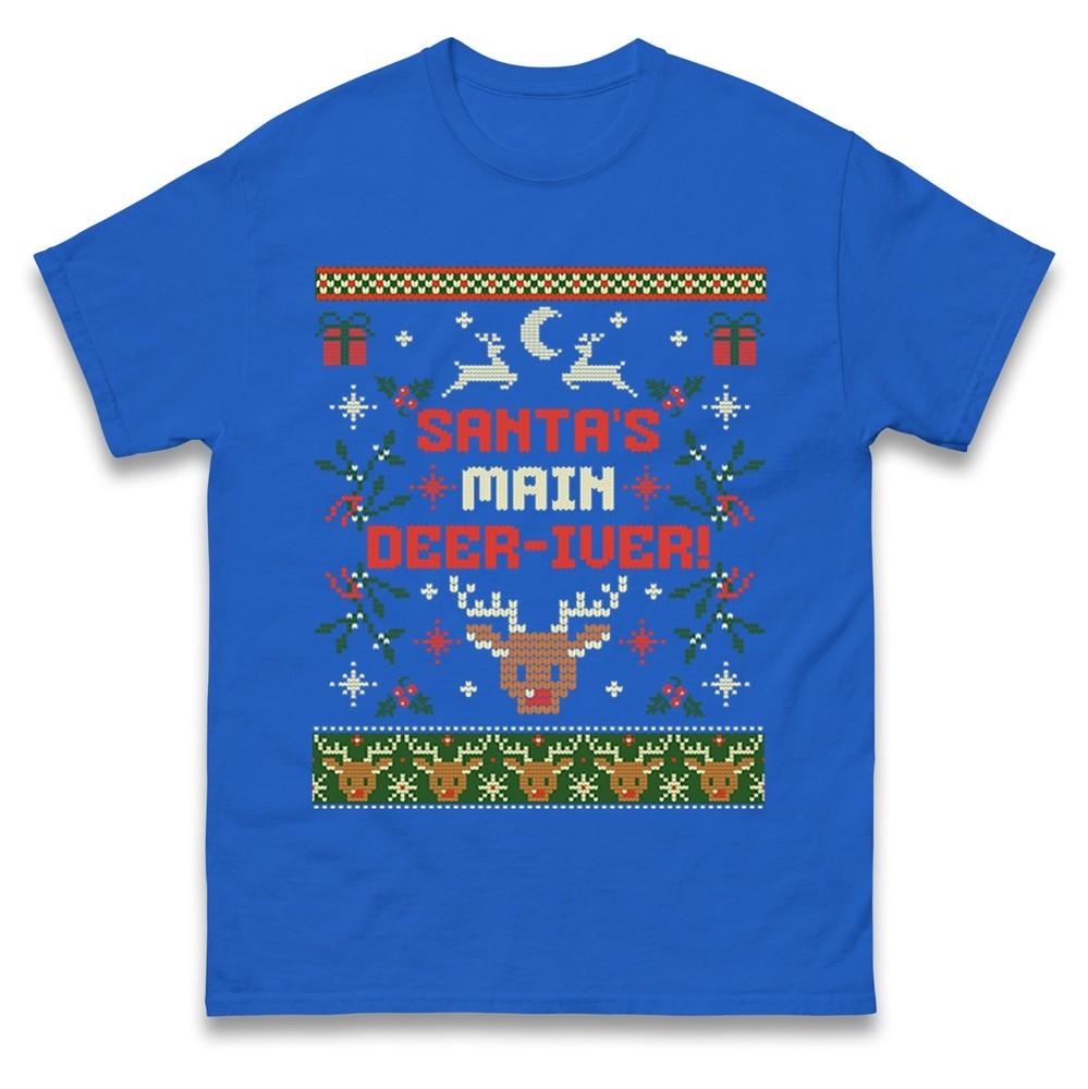 Funny Ugly Christmas T Shirt Santas Main DeerIver Xmas Reindeer Funny Tshirt