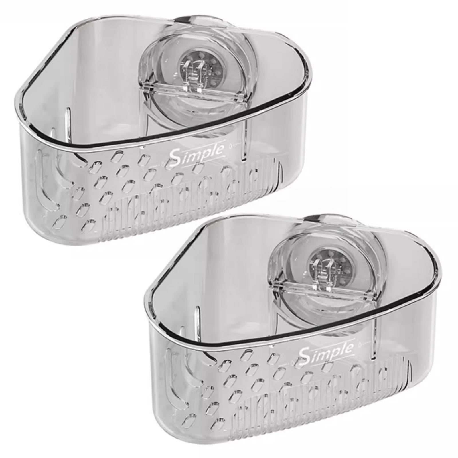 2PCS Sink Corner Rack with Drain Hole Multi-Functional Kitchen Sink Holder Suction Cup Mount for Sponges Scrubbers белый