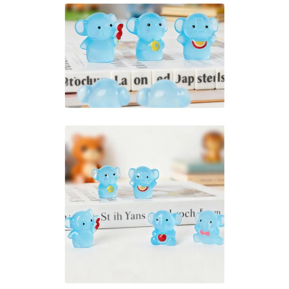 10 Pcs Glow-in-the-dark Cute Baby Elephant Resin Desktop Decorations Ornaments Diy Handmade Hairpin Keychain Accessories Toys